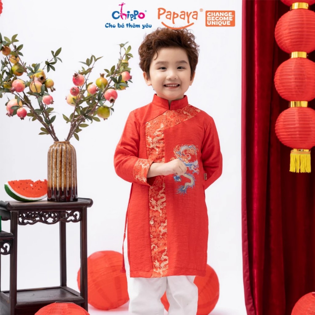 Áo dài cach tân bé trai rông ngũ sắc- Mai áo dài (1)