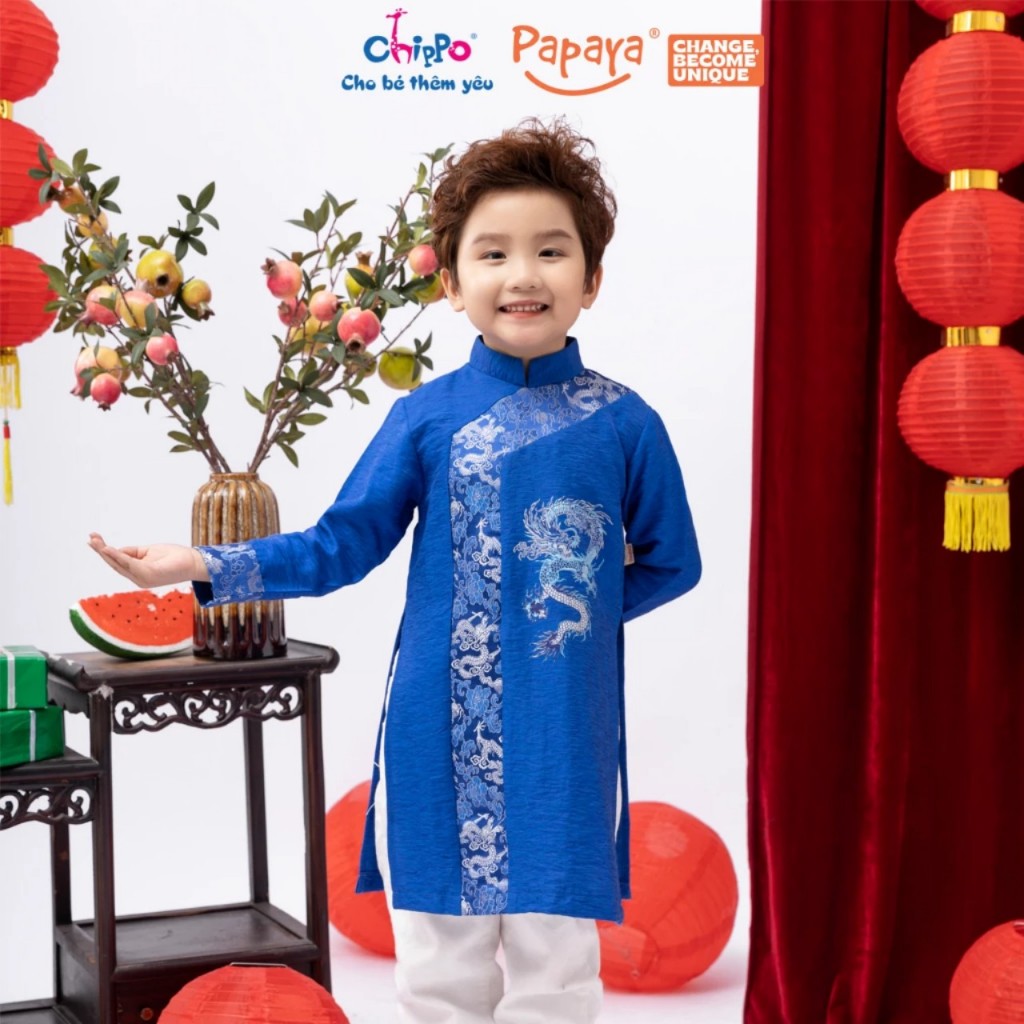 Áo dài cach tân bé trai rông ngũ sắc- Mai áo dài (2)