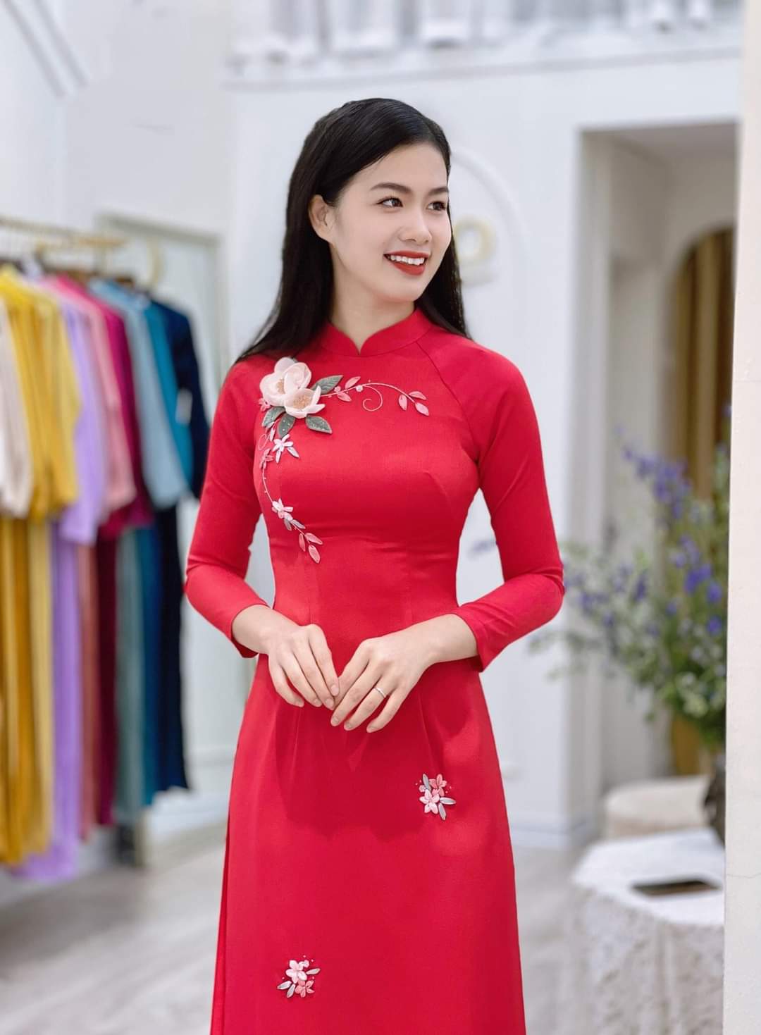 Áo dài truyền thống Ceillo đỏ
