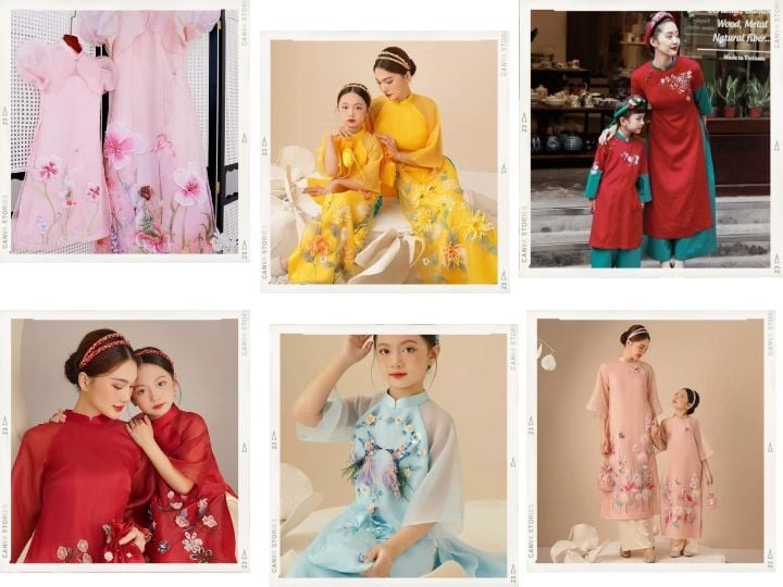 Áo dài cách tân Mẹ và bé <br> Mẫu Mộc Trà