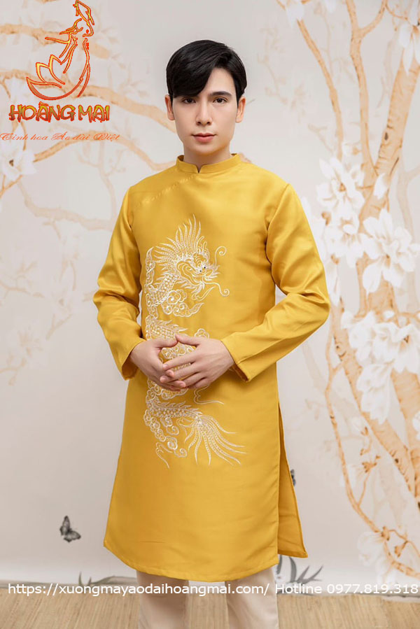 Ao dai cach tân Nam mau thêu rông (2)