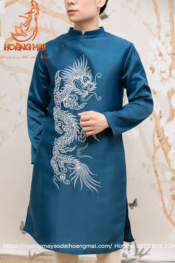 Ao dai cach tân Nam mau thêu rông (3)