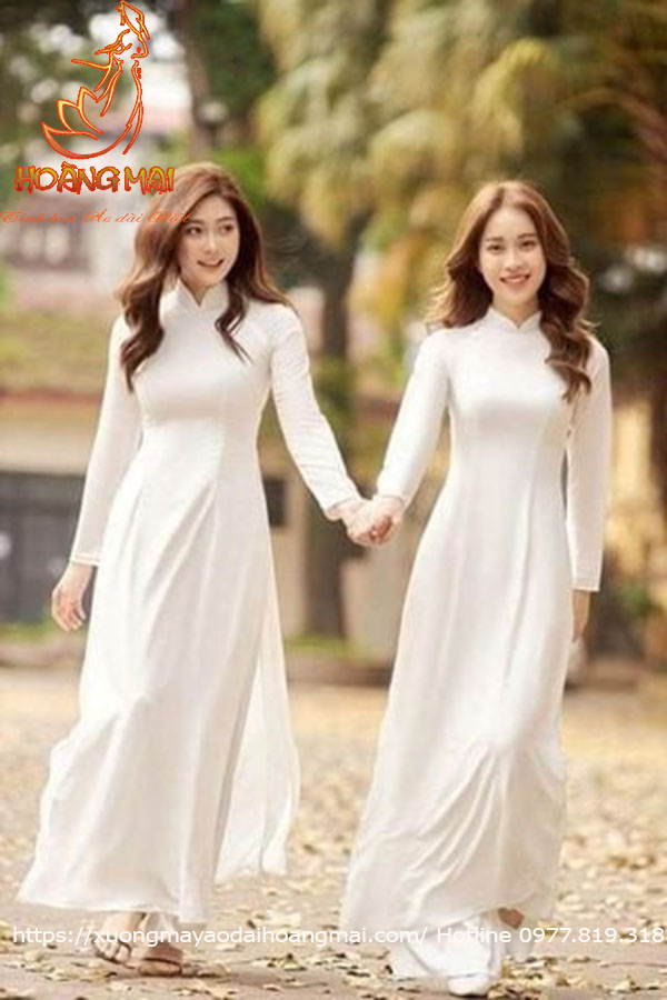 Áo dài trắng 2 tà lụa Mĩ