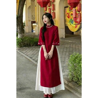 Áo dài nữ cách tân nhung tăm