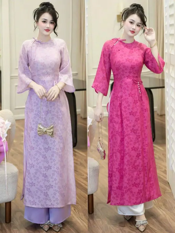 áo dài nữ cách tân tơ hoa mai
