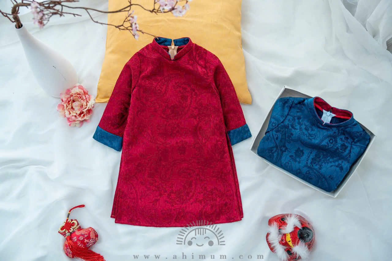 ÁO DÀI BÉ TRAI GẤM DỆT