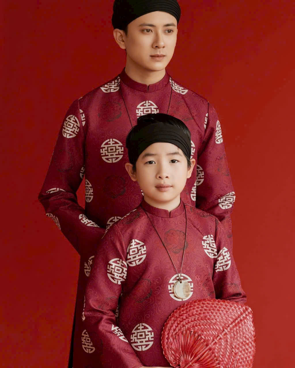 Áo dài đôi bố và bé trai Mailong