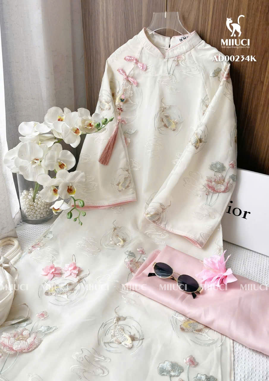 áo dài nữ cách tân tơ thêu