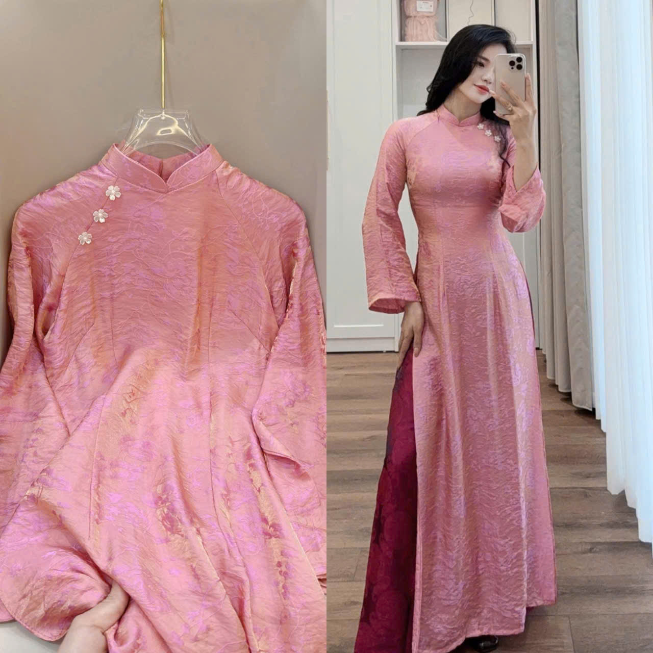 áo dài nữ  truyền thống tơ ánh kim cao cấp