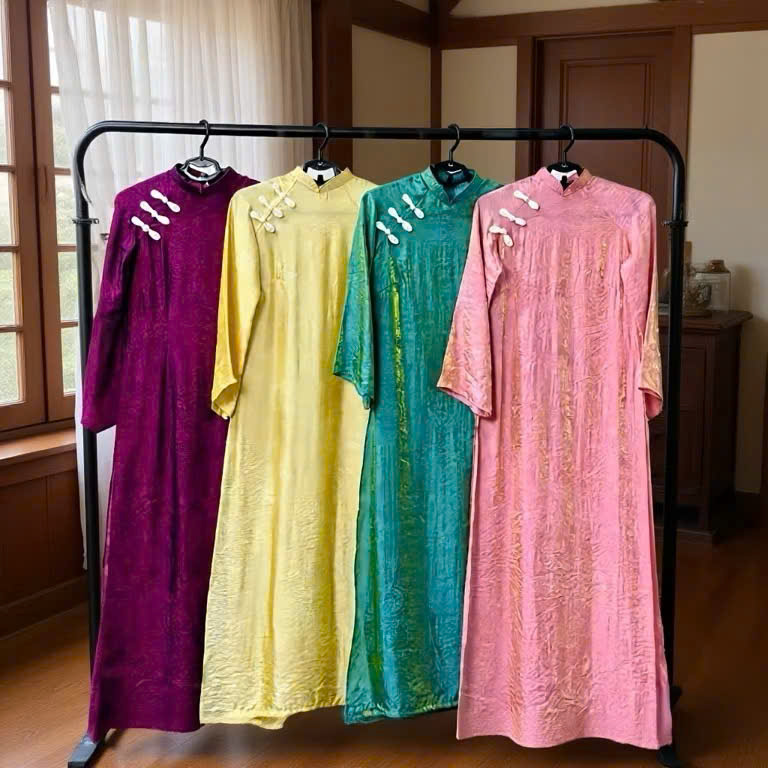 Áo dài nữ khuy tàu